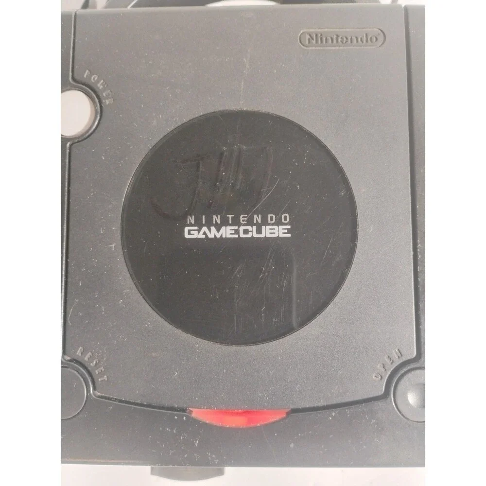 Nintendo GameCube Game Console Black System DOL 001 W/2 Remote, Adapter Tested